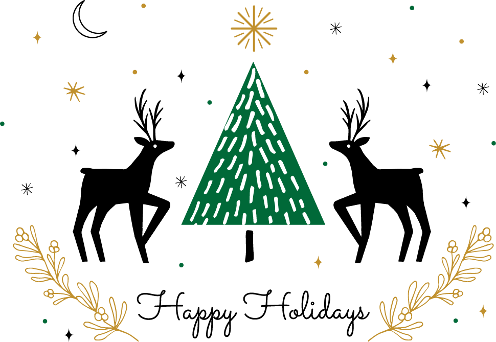 Christmas Cards Set with Gold Foil