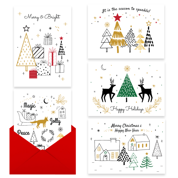Christmas Cards with Gold Foil